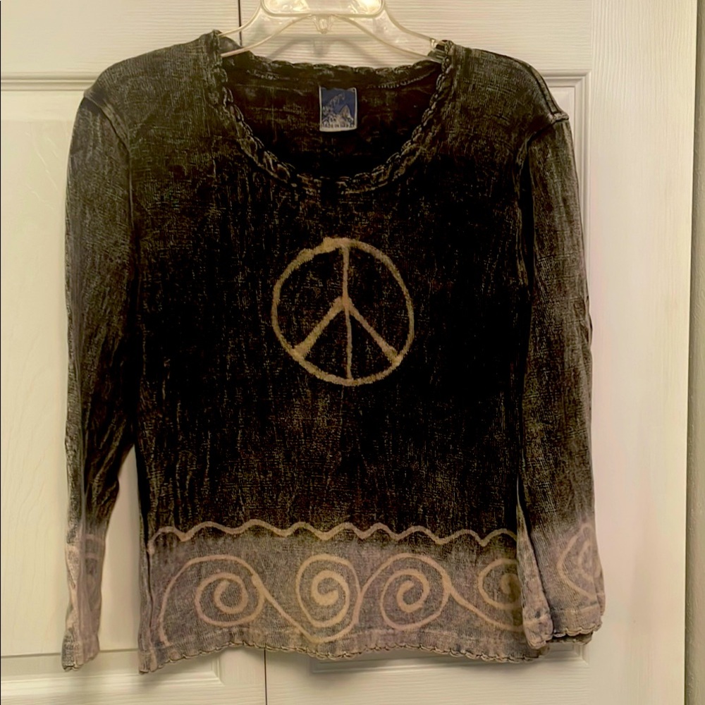 CHEPPU Peace Sign Symbol  Pullover Sweater Medium Made in Nepal